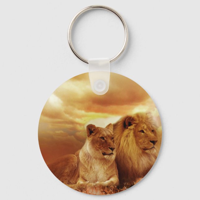 Lions relaxing in Africa Keychain (Front)