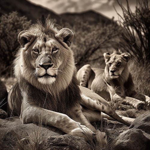 Lions Rest _ Black and White Jigsaw Puzzle