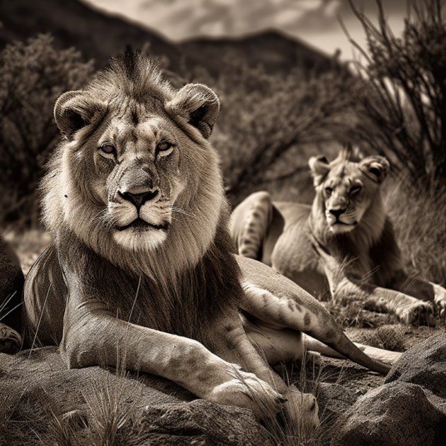 Lion's Rest - Black and White Jigsaw Puzzle (Creator Uploaded)