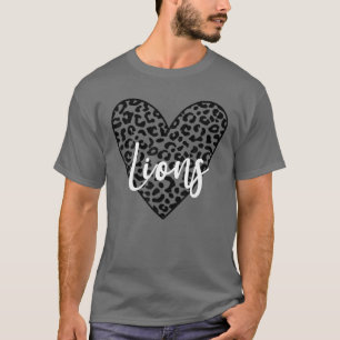 Lions School Spirit Mascot Leopard Heart Game Day T-Shirt