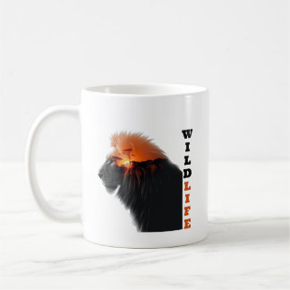Lion's Sunset: Wildlife Majesty Coffee Mug