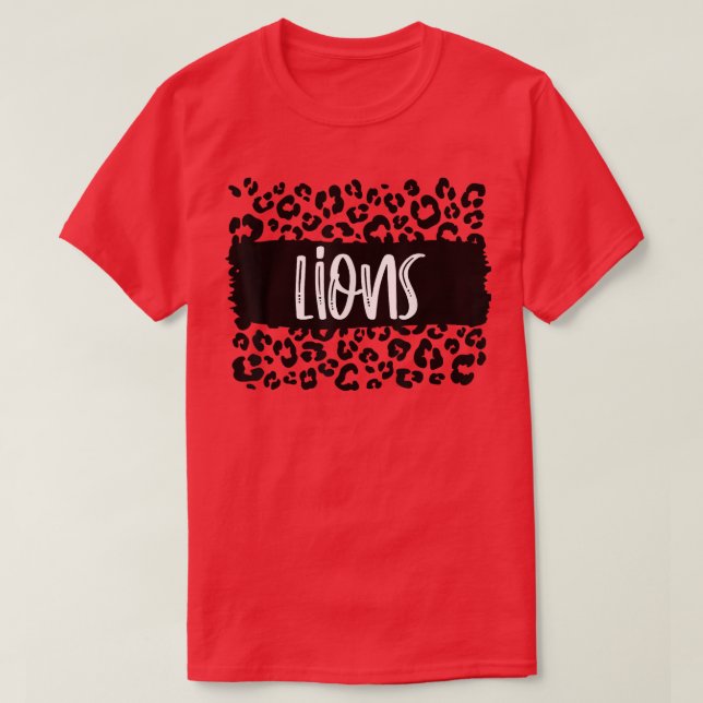 Lions Team Mascot School Spirit Game Night Leopard T-Shirt (Design Front)