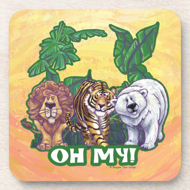 Lions Tiger Bears Oh My Heads Drink Coaster (Front)