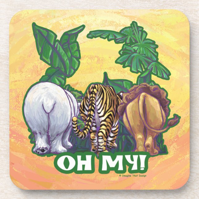 Lions Tiger Bears Oh My Tails Beverage Coaster (Front)