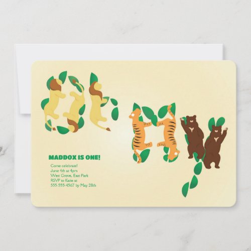 Lions Tigers and Bear Birthday Invitation