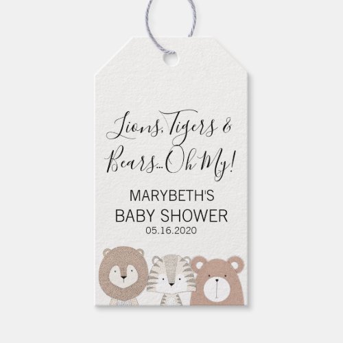 Lions Tigers  Bears Animal Baby Shower Gift Tags