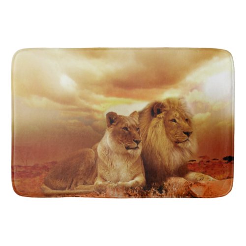 Lions together bath mat