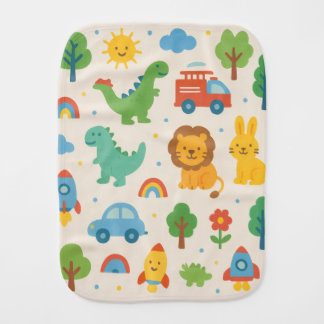 Lions, Trucks, and Dinos Burp Cloth