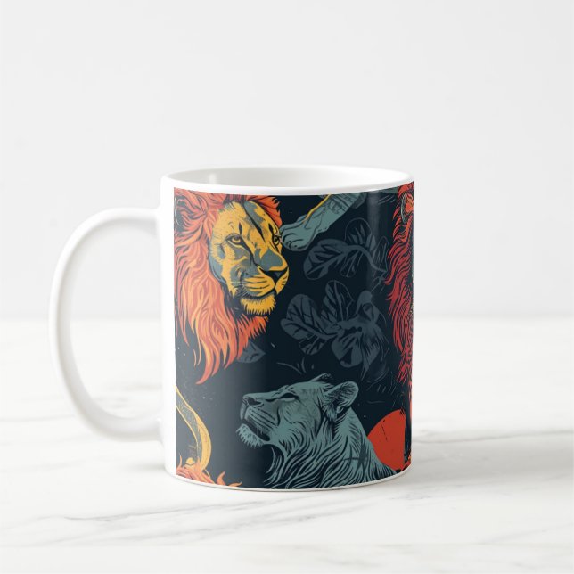 Lions vintage illustration  coffee mug (Left)
