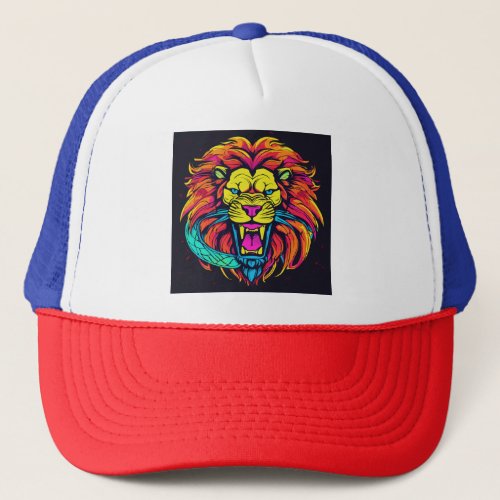 Lions Wrath Neon Vector Design Trucker Hat