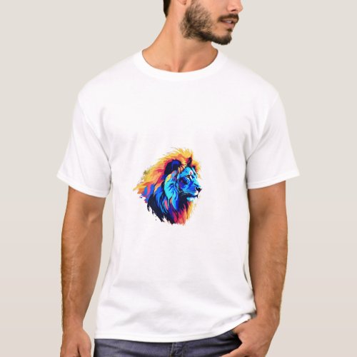 LionVerse Geometric Majesty _ 3D Illusion T_Shirt