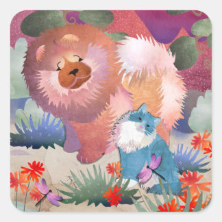 LIONZ AND DRAGONZ square stickers