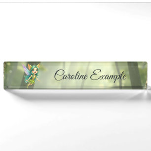 Liora the Forest Sprite – Enchanted Fairy Companio Desk Name Plate