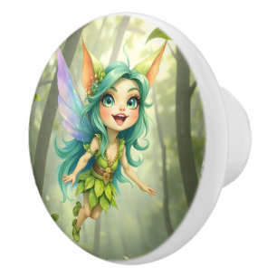 Liora the Forest Sprite –Enchanted Fairy Companion Ceramic Knob