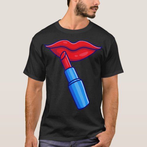 Lip And Lipstick Cartoon T_Shirt