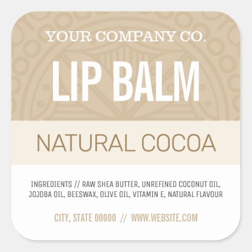 Lip Balm Label _ Cocoa Brown _ 125 Square