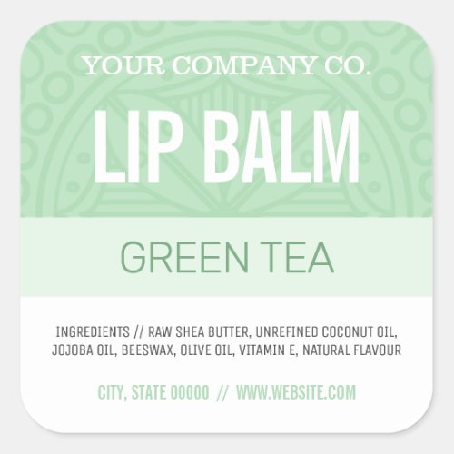 Lip Balm Label _ Green Tea _ 125 Square