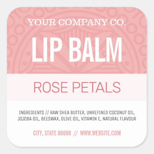 Lip Balm Label _ Pink Rose Petals _ 125 Square