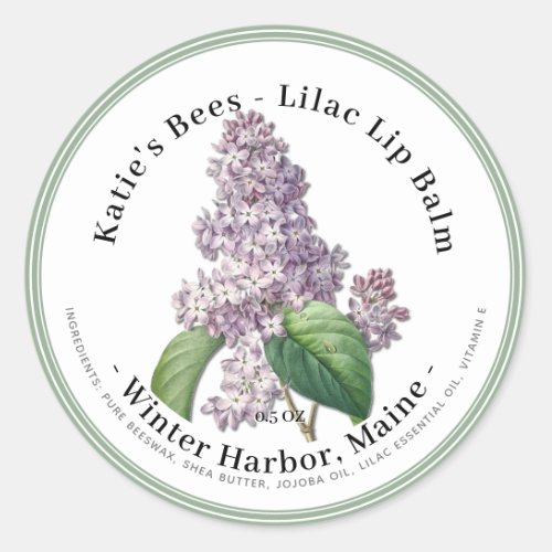 Lip Balm Label with Lilac Flower Illustration