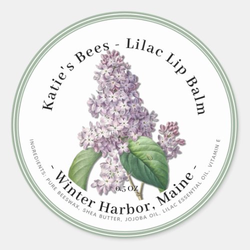 Lip Balm Label with Lilac Illustration