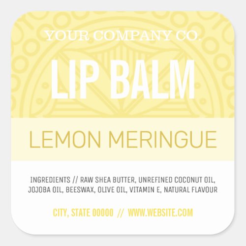 Lip Balm Label _ Yellow Lemon Meringue _ 125