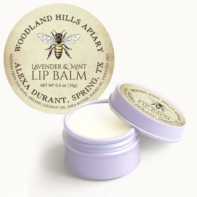 Lip Balm Queen Bee on Antiqued Parchment  Classic Round Sticker (Creator Uploaded)