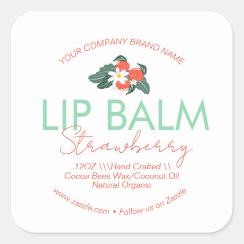  Lip Balm Scrub Business Packaging Strawberry Square Sticker