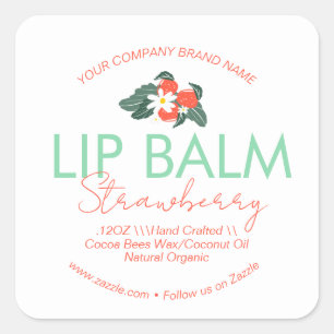 Lip Balm Scrub Business Packaging Strawberry Square Sticker
