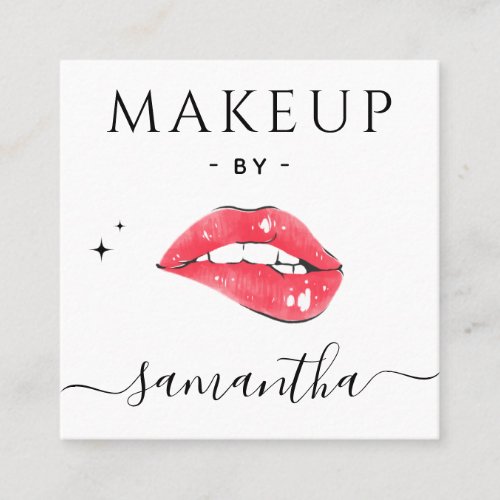 Lip Biting  Sparkles Makeup Artist Qr Code Social Square Business Card