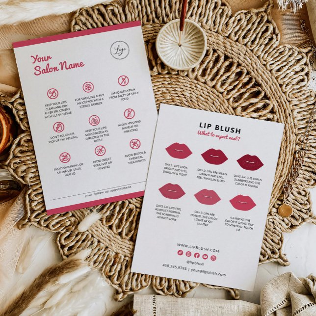 Lip Blush Aftercare Instructions PMU Instruction Business Card (Creator Uploaded)