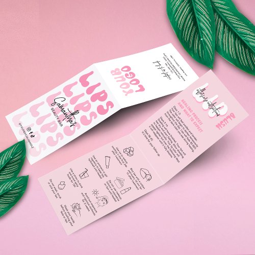 Lip Blush Aftercare Retro Pink Logo PMU Lip Tattoo Business Card