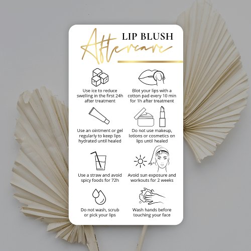 Lip Blush  Care Instructions White  Gold PMU Logo Business Card