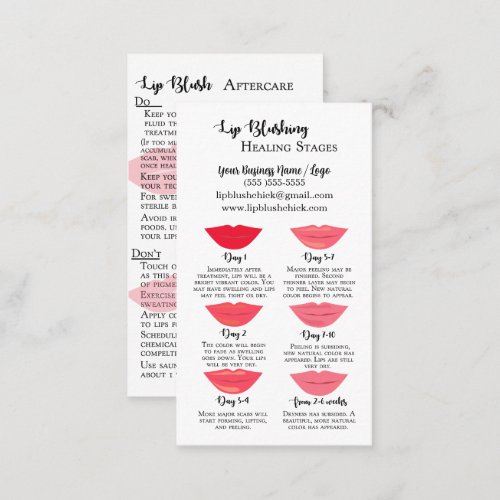 Lip Blush Stages of Healing and Aftercare  Business Card