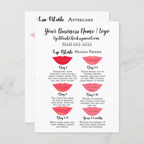 Lip Blush Stages of Healing and Aftercare Postcard