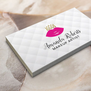 Lip Boss Makeup Artist Pink Lips & Crown Modern Business Card
