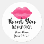 Lip Business Thank You Stickers, Lips, Lipstick Classic Round Sticker at Zazzle