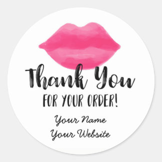 Lip Business Thank You Stickers, Lips, Lipstick Classic Round Sticker