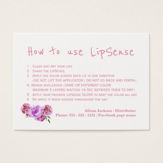 Lip color distributor application instructions (Front)