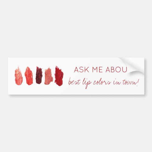 Lip colors swatches ruby red white promotional bumper sticker