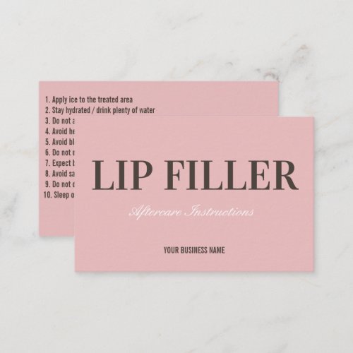 Lip Filler Aftercare Instruction Business Card