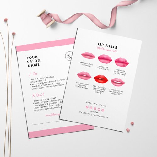Lip Filler Aftercare Instructions Lip Injections Business Card