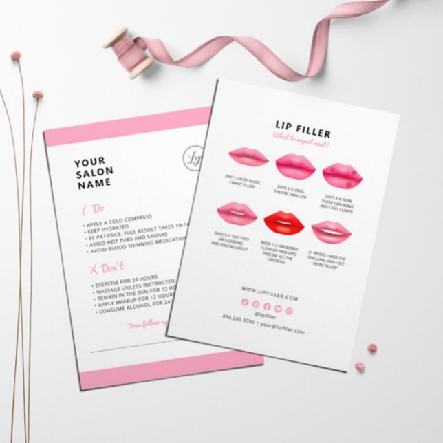 Lip Filler Aftercare Instructions Lip Injections Business Card (Creator Uploaded)