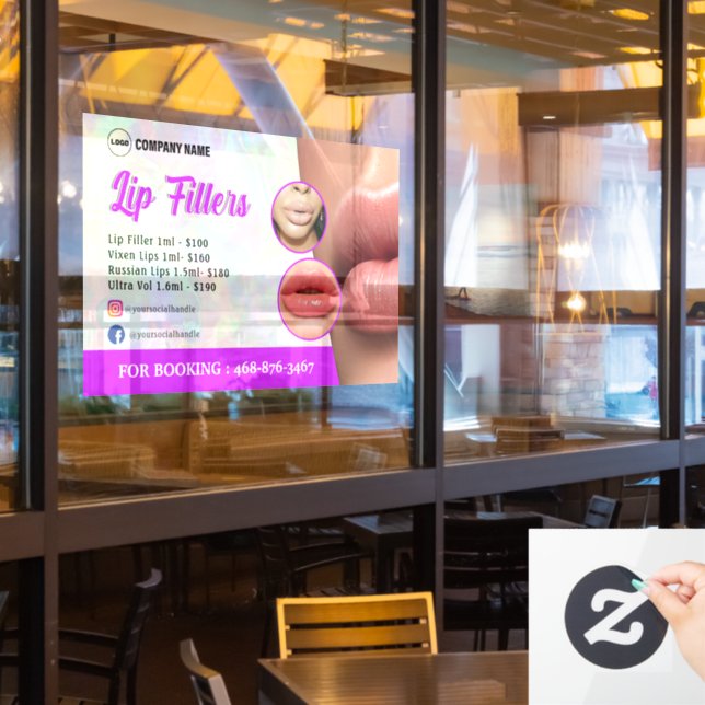 Lip Filler Services Window Cling (Restaurant Window)