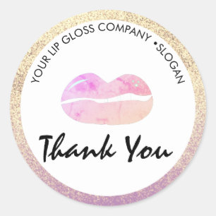 Lip Gloss Business Logo Classic Round Sticker