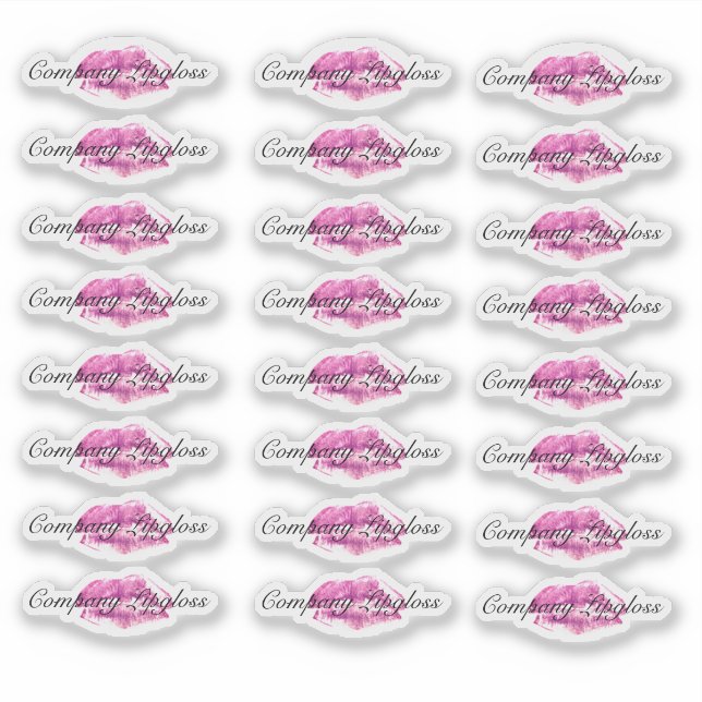 Lip Gloss Packaging Logo Lip Pink  Branding Clear  Sticker (Front)