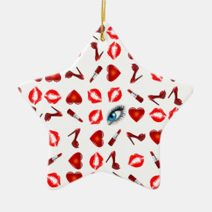 Lip Kiss Chic Ceramic Ornament