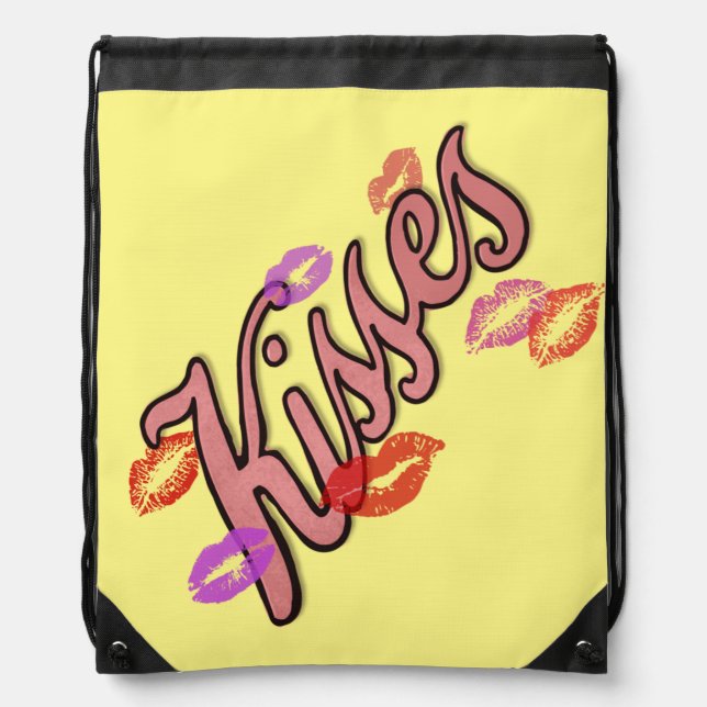 LIP KISSES  DRAWSTRING BAG (Front)