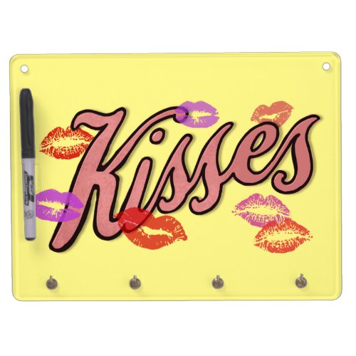 LIP KISSES  DRY ERASE BOARD WITH KEYCHAIN HOLDER