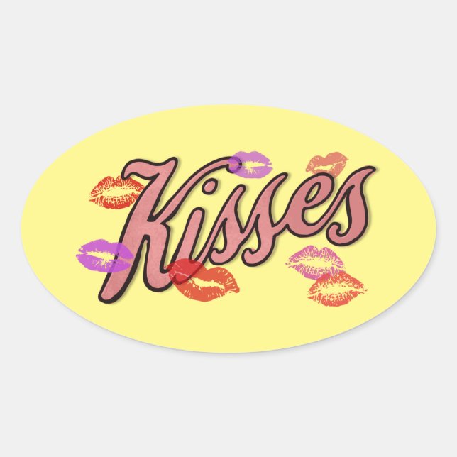 LIP KISSES  OVAL STICKER (Front)