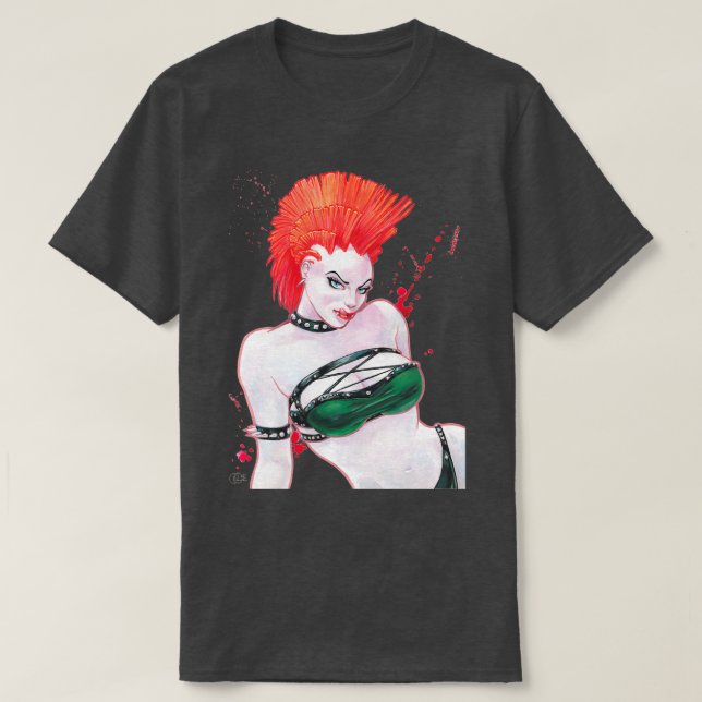 Lip Licking Vampiress T-Shirt (Design Front)